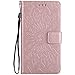 A-slim Galaxy Note 4 Wallet Case, (TM) Sun Pattern Embossed PU Leather Magnetic Flip Cover Card Holders & Hand Strap Wallet Purse Case for Samsung Galaxy Note 4 - Rose Gold