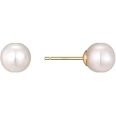 XYJZXY Pearl Stud Earrings for Women Round White Pearl Earrings
