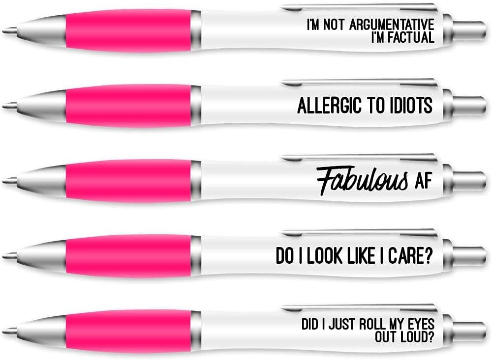 Silly Sentiments Roll My Eyes Out Loud Pens 5 Pack Pink Gift Set
