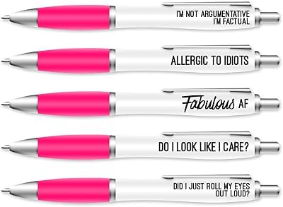 Silly Sentiments Roll My Eyes Out Loud Pens 5 Pack Pink Gift Set