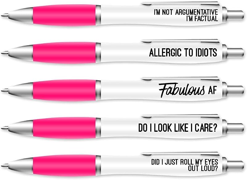 Silly Sentiments Roll My Eyes Out Loud Pens 5 Pack Pink Gift Set