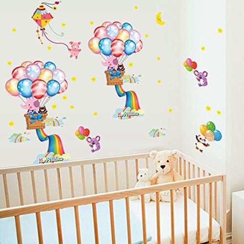Wall Sticker,Creative Cartoon Moon Elephant Animal Hot Air Balloon DIY Sticker Children Room Wall Stickers Living Room Bedroom Decoration Vinyl Stickers
