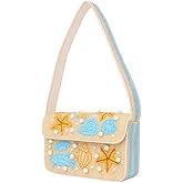 Indian Shelf Premium Handcrafted Beach Beaded Bags for Women, Girls - Women Evening Purse Seashell & Starfish Pattern Beach Theme (with Box)