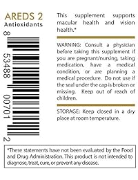 Areds 2 con Max Safe Zinc, ojo Vitaminas apoyar macular Salud, 100 Cápsulas