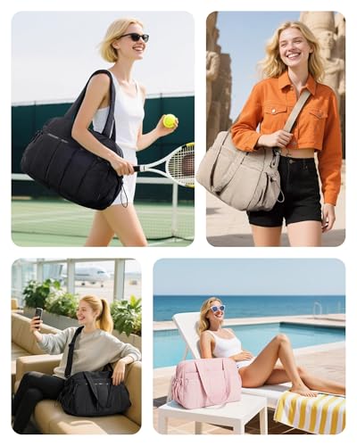 Gym Bag for Women, Lightweight Travel Duffel Bag with Wet Pocket, Water-Resistant Carry On Weekender Sports Bags