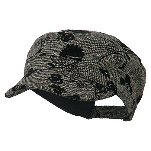 Flower Jeep Style Army Cap - Black OSFM