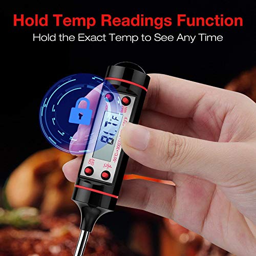 Meat Thermometer Cooking Thermometer [5.8 Inch Long Probe] with Instant Read, LCD Screen, Hold Function for Kitchen Food Smoker Grill BBQ Meat Candy Milk Water - Thumbnail 4
