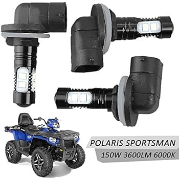 Led Headlight Bulbs Lamps 150W High Power 6000K Super White 3600LM For Polaris Sportsman RZR 570 Ranger ACE Magnum Hawkeye (3Pcs)
