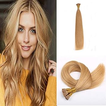 Amazon Com Stick I Tip Hair Extensions Color Dark Blonde Keratin