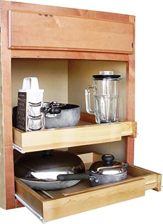 Expandable Pull Out Cabinet Shelf Wood Amazon In Home Kitchen