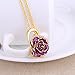 ZJchao 24K Women Purple Gold Rose Pendant Necklace Gift for Her Plated Rhinestone Heart Shaped Present for Wife Girlfriend Valentine's Day, Great Anniversary, Birthday, Wedding