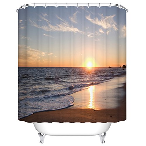 84 Inch Shower Curtain, Beach Sunset Extra Long Shower Curtain Set