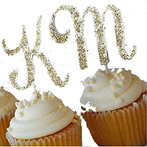 Cake Toppers Paper Banner Glitter Letter A-Z Capital for Cupcake Wrapper Baking Cup Birthday Tea Party Decoration Baby Shower,D