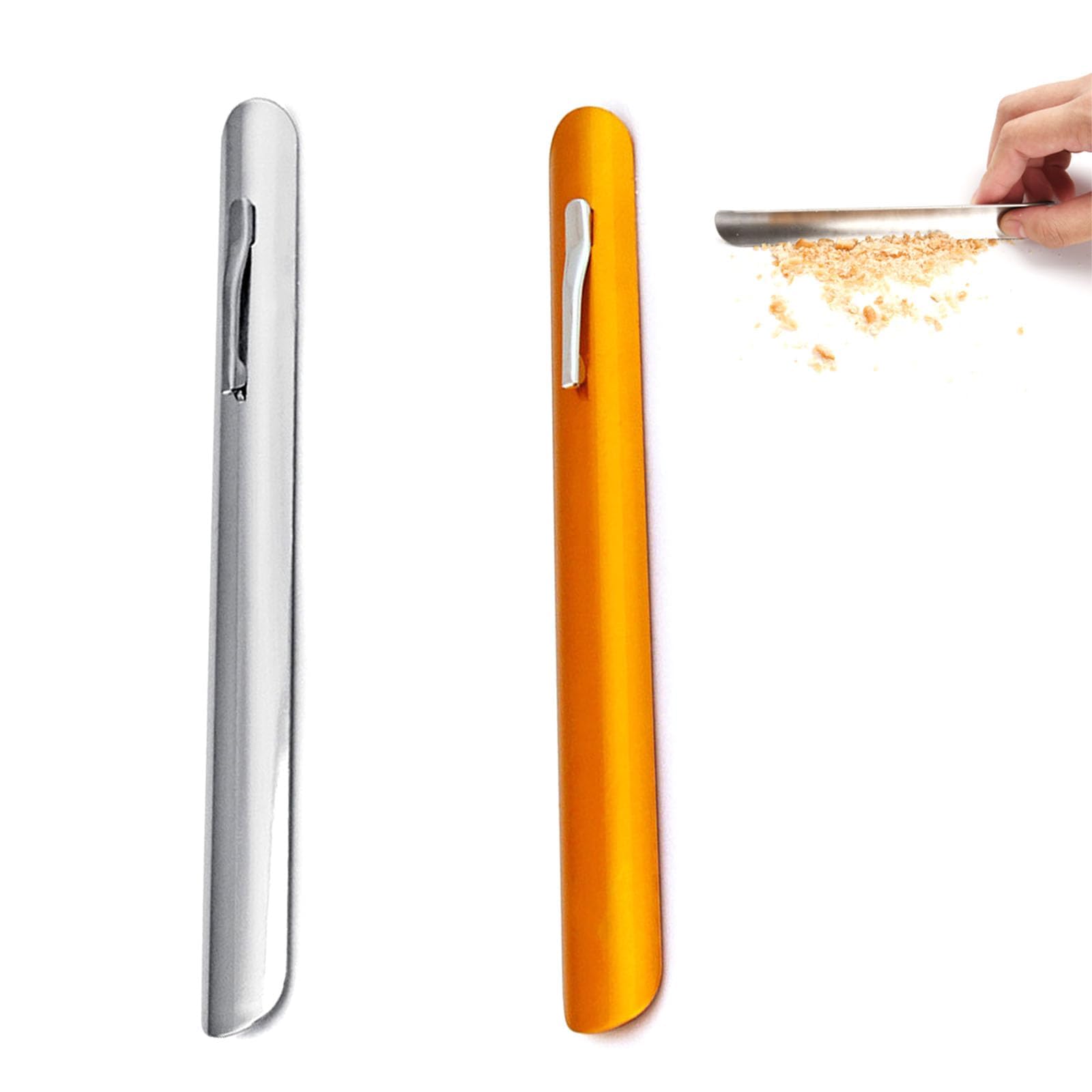 GVSS Set of 2 Curved Stainless Steel Crumb Picks 150 mm, Manual Crumb Picker, Crumb Picker, Ideal for Restaurants and Servers, Silver and Gold