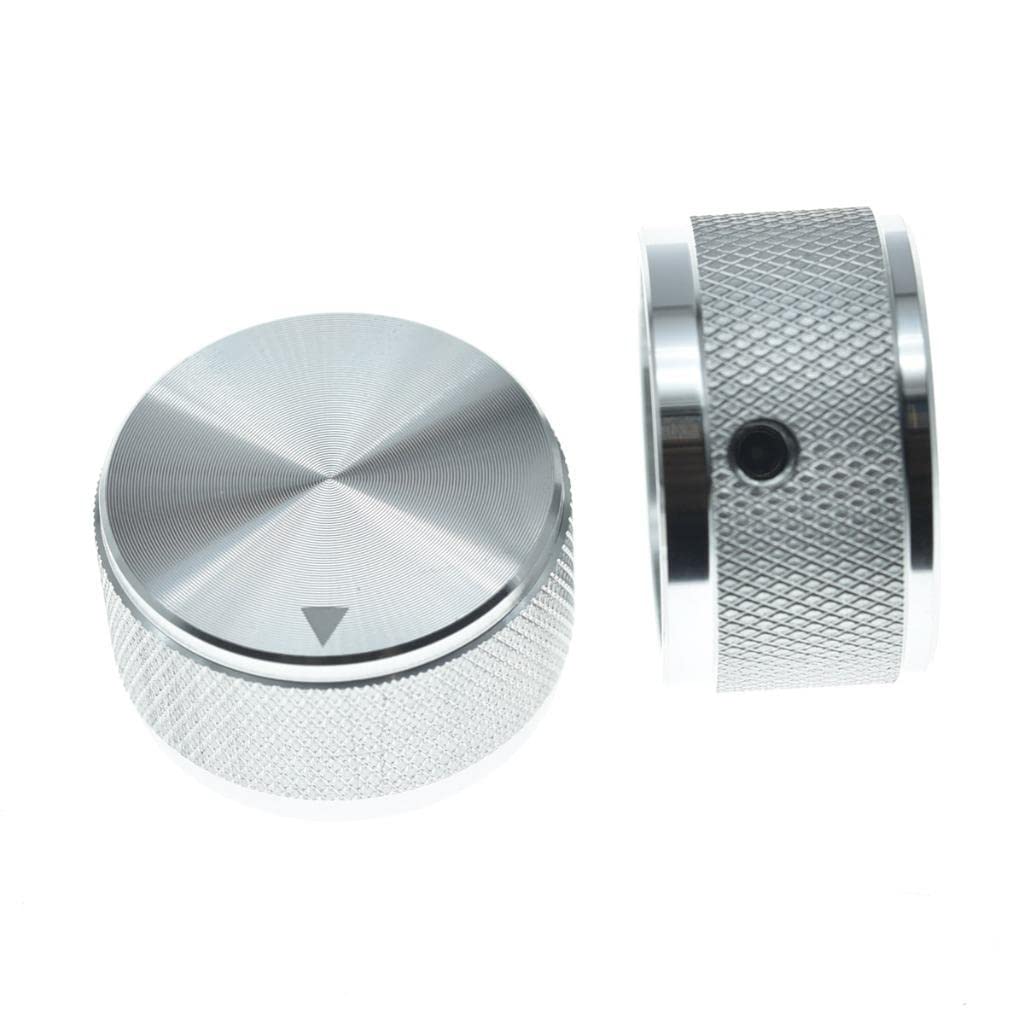 Photo 1 of KAISH 2-Pack 1-3/16"(30mm) Diam. Aluminium Potentiometer Knobs 1/4" Universal Metal Pot Knobs with Indicator and Set Screw for AMP Amplifier/Power Amplifier/Preamps Silver with Knurl Design