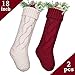 LimBridge Christmas Stockings, 2 Pack 18 inches Large Size Cable Knit Knitted Xmas Rustic Personalized Stocking Decorations for Family Holiday Season Decor, Cream or Burgundy