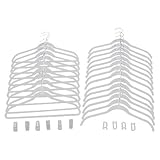 Joy Mangano (34 Piece Set) Huggable Hangers Non Slip Velvet Hangers Ivory With Finger Clips