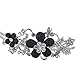 Lux Accessories SilverTone Crystal Rhinestone Black Glitter Flower Coil Headband