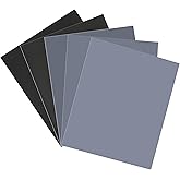 Shineboc Fine Sandpaper Assortment, 9 x 11 Inch Wet Dry Sand Paper, 1000/2000/3000/5000/10000 Grit Hand Sanding Sheets for Wood Metal Automotive Sanding and Polishing - 5 Sheets