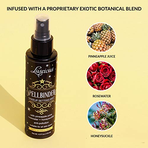 Spellbinder Makeup Setting Spray by Luscious Cosmetics - Made with Real Pineapple Juice, Rosewater, and Honeysuckle - Long Lasting Setting Spray Makeup - (4 fl oz / 118 ml)