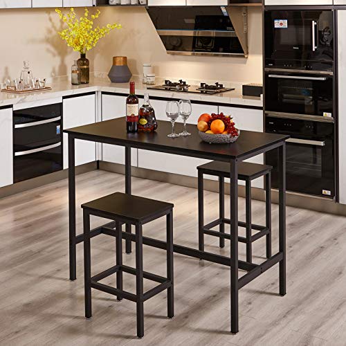 SUPERJARE Bar Table Set with 2 Bar Stools, 47.2” Pub Dining Height