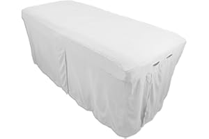 Microfiber Massage Table Skirt by Body Linen - Massage Table Bed Skirt to Fit Standard Size Massage Tables - Lightweight, Super Soft and Stain-Resisting - White