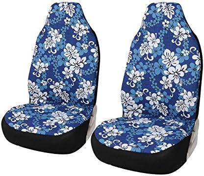 AUTOYOUTH Bucket Seat Covers Blue Hawaiian Print Comfortable Cotton Fabric Universal Front Seat Covers Fit for Most Cars, Pack of 2