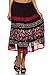 Sakkas Layla Adjustable Waist Batik Tiered Mid-Length Skirt