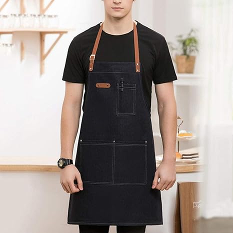 Amazon エプロン エプロンファッションレストランキッチン大人の防油シェフ男性と女性は調節可能なエプロンショルダーストラップを動作 ブルー エプロン オンライン通販