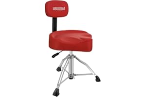 5 CORE Drum Throne 4" Cushion Padded Comfortable Guitar Stool w Backrest Airlift Height Adjustable 18-24" Drummer 441Lb Capacity Seat for Adults and Kids Red - DS CH RED Rest-LVR
