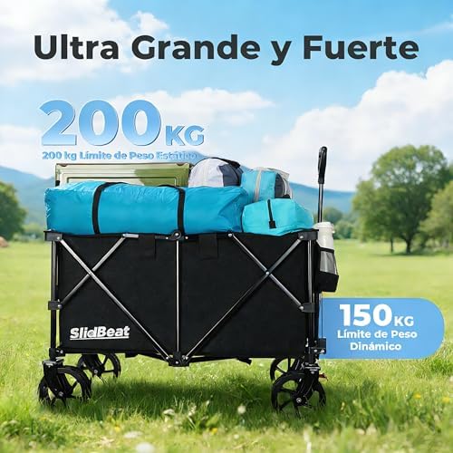 Carrinho de praia grande com rodas todo-o-terreno XXL 220L-300L e 200KG, alavanca automática e travões de segurança, ideais para transportar fãs, gelo, bebidas, praia, jardim e campismo