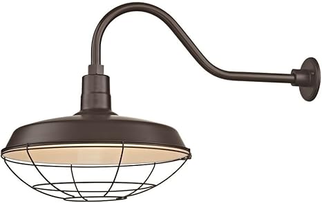 Bronze Gooseneck Barn Light With 18 Caged Shade Amazon Com