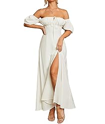 KUTUMAI Women's Summer Off Shoulder Maxi Dress Puff