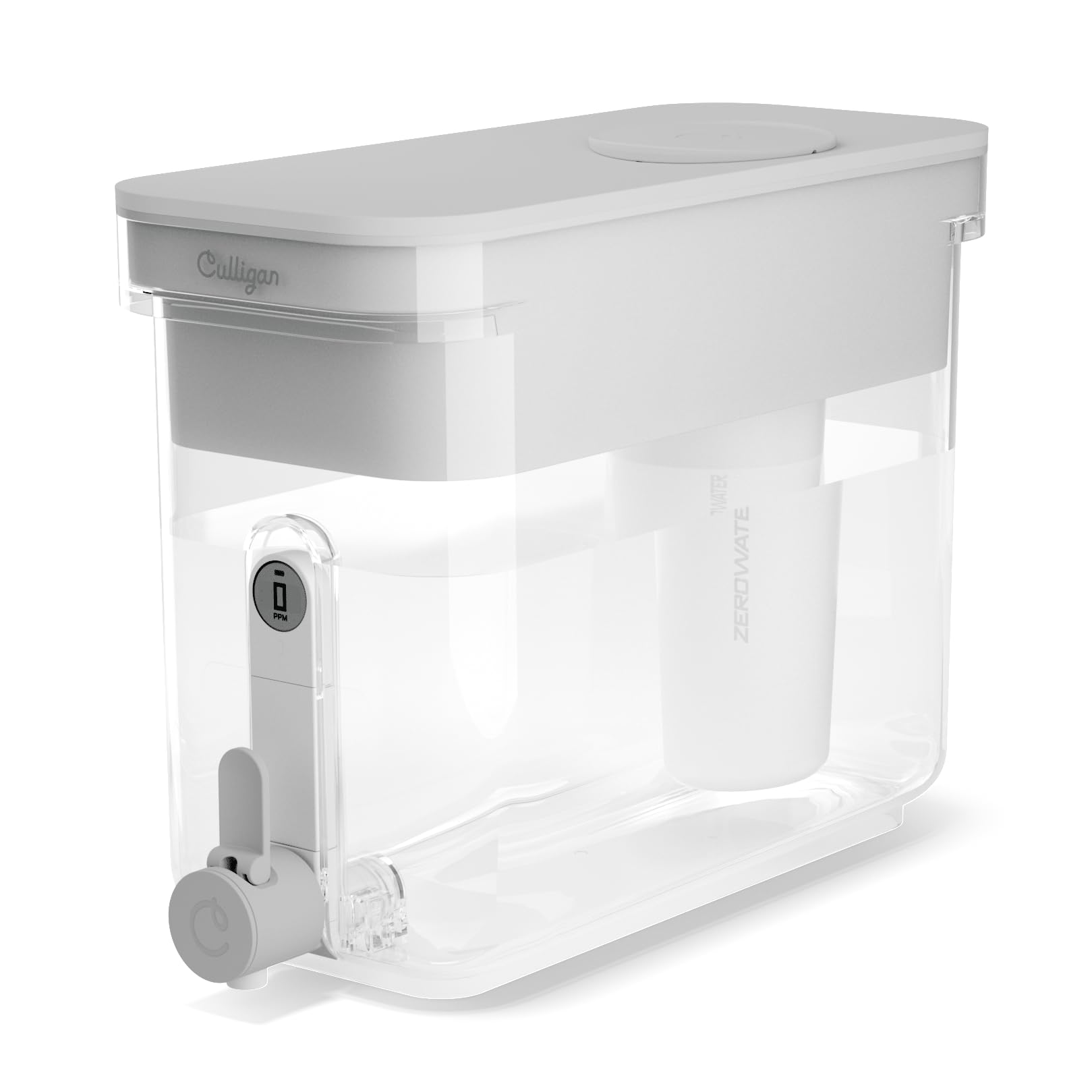 Photo 1 of Culligan with ZeroWater Technology 32-Cup Water Filter Dispenser – Includes 5-Stage Advanced Water Filter, Certified to Reduce Lead, Total PFAS (Forever Chemicals), Mercury, Fluoride, and Chlorine