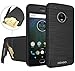 Moto G5 Plus Case, OEAGO [Card Slot] [Brushed Texture] Heavy Duty Hybrid Dual Layer Wallet Case Cover Shell with Kickstand for Motorola Moto G5 Plus (2017) - Black