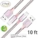 iPhone Cable,Lightning to USB Cable 2Pack 10FT Nylon Braided Cord to USB Charging Charger for iPhone 7/7 Plus/6S/6S Plus,SE/5S/5,iPad,iPod Nano 7 (Rose Gold,10FT)