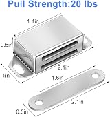 Onarway Magnetic Door Catch 10KG Strength 2 Pack Stainless Steel Chrome view 3