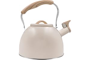 Awvlvwa Whistling Stovetop Tea Kettle, 3.2 Quart/3.0 Liter Stainless Steel Tea Kettle, Food Grade Tea Pot for Stove Top, Tea Pot with Anti-Heat Handle, Anti-Rust, Suitable for All Heat Sources (Cream)