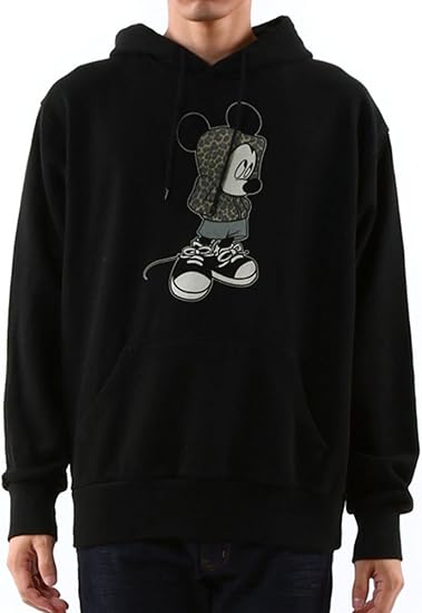 Amazon ディズニー Disney ミッキー ヒョウ柄 プルオーバーパーカー ブラック Ll トレーナー パーカー 通販