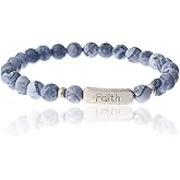 NTLX Inspirational Bracelets for Women – Faith Bracelet – Natural Stone Stretch Message Bracelet – Gift Box Included - Great Gift