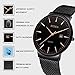 Mens Watches Clearance Black Minimalist Wrist Watch for Men Analog Quartz Waterproof Date Watch with Stainless Steel Milanese Mesh Band