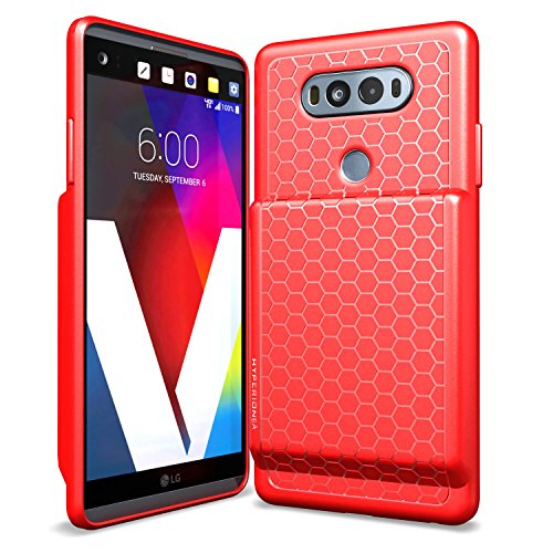 Hyperion LG V20 Extended Battery Case With Honeycomb TPU Design And Active Shock Absorption (Red)