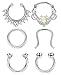 LOLIAS 6 Pcs 16g Stainless Steel Septum Ring Nose Hoop Septum Clicker Septum Retainer Set Body jewelry Piercing