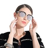 CHB Unisex Leisure HD Silver Mirrored Lens Street Polarized Sunglasses UV400 with Case