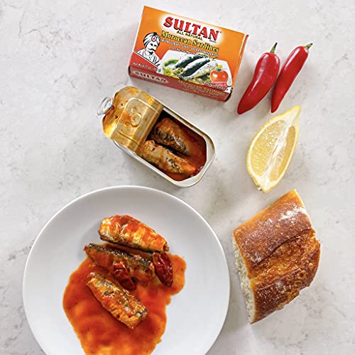 Sultan Moroccan Season Sardines in Tomato Sauce, 100 AllNatural, High Protein, No Additives