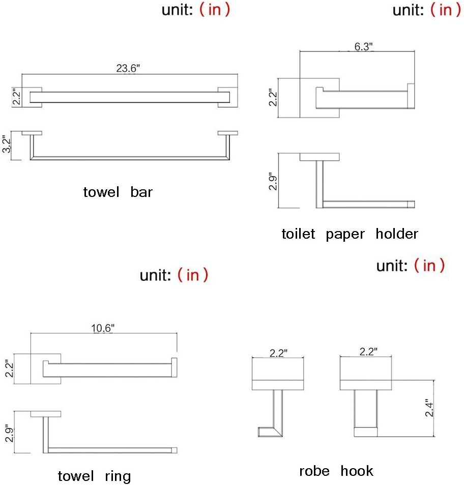 Leyden Bathroom Hardware Sets Chrome, Polish Bath Towel Bar Sets Accessories Stainless Steel Wall Mounted - - 