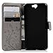 HTC One A9 Case Wallet, MOLLYCOOCLE PU Leather Wallet Embossed Florals Kickstand Magnetic Flip Case Card Holders & Hand Strap Case Cover for HTC One A9 -Gray