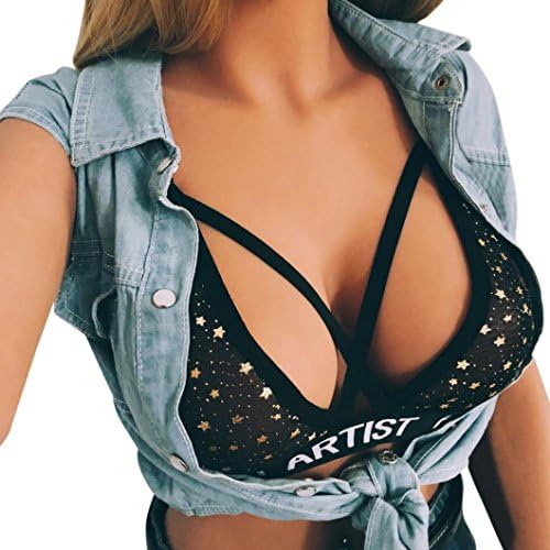 TAORE Bras 2018 Women Super Soft Lace Bra Bandage Women Word Sexy Letter Lingerie Corset Push Up Top Underwear (XL, Black)