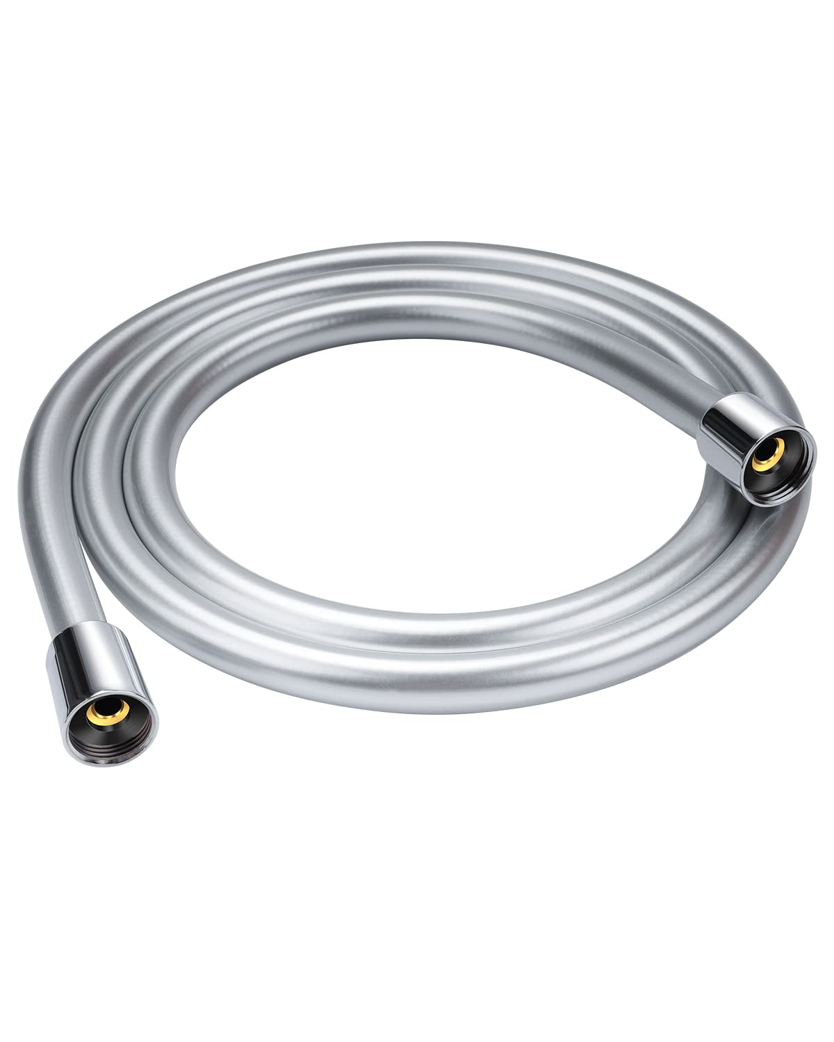 YEAUPE PVC 1.6m Shower Hose,Leakproof Shower Pipe,All Brass Connectors,Universal Standard G1/2,High Pressure Resistance,Flexible and Anti-Twist,Replacement Hose, Silver