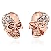 ELBLUVF Alloy Rose Gold Plated CZ Skull Rhinestone Studs Earrings